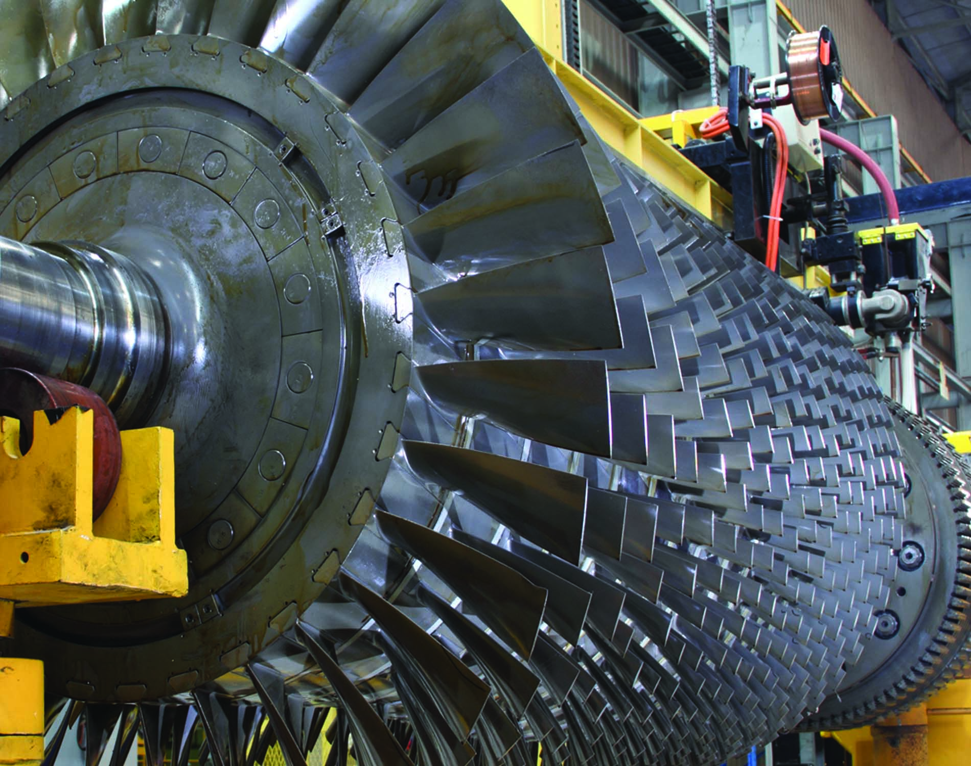 Gas turbine rotor at workshop