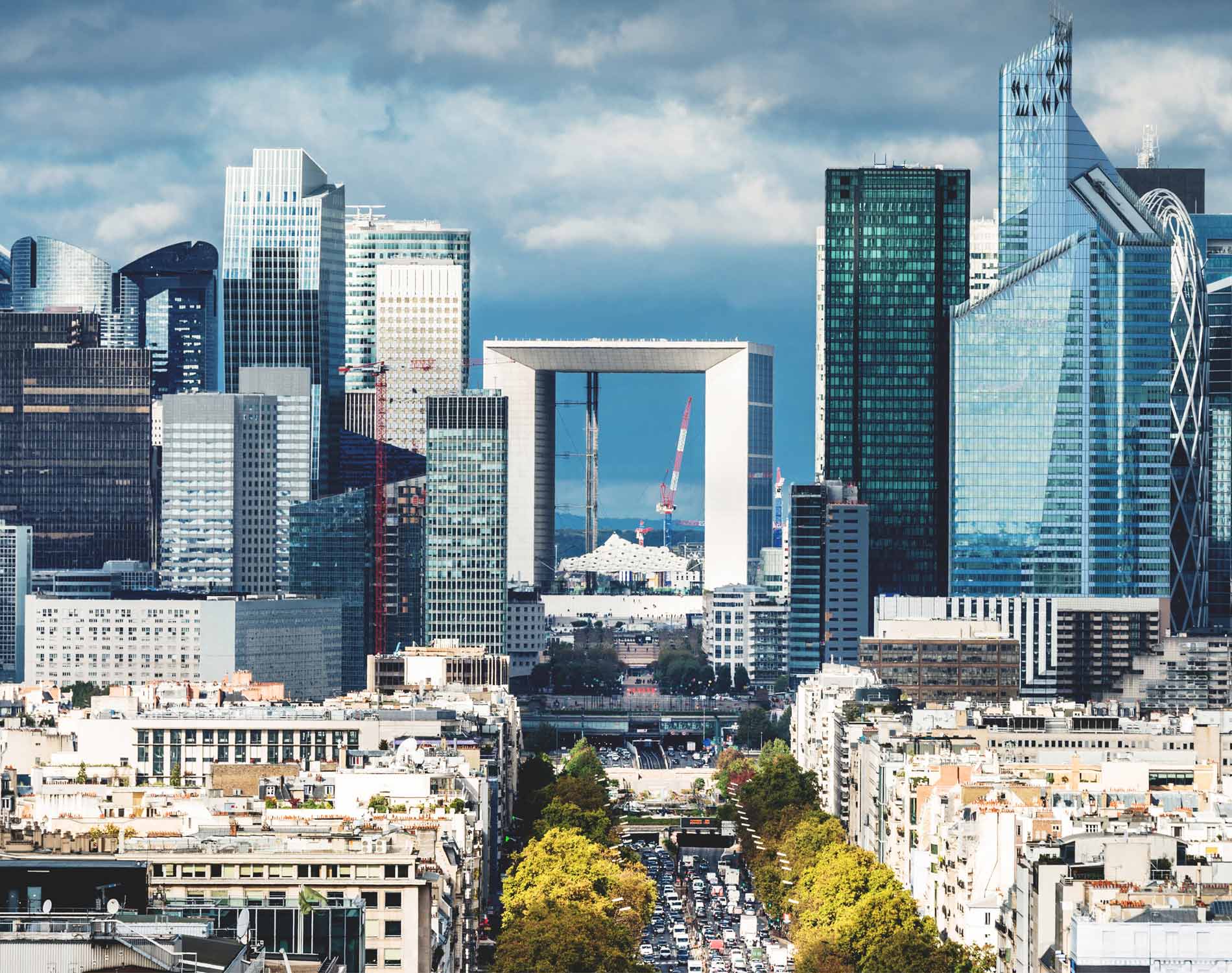 Aerial view of La Defense in Paris