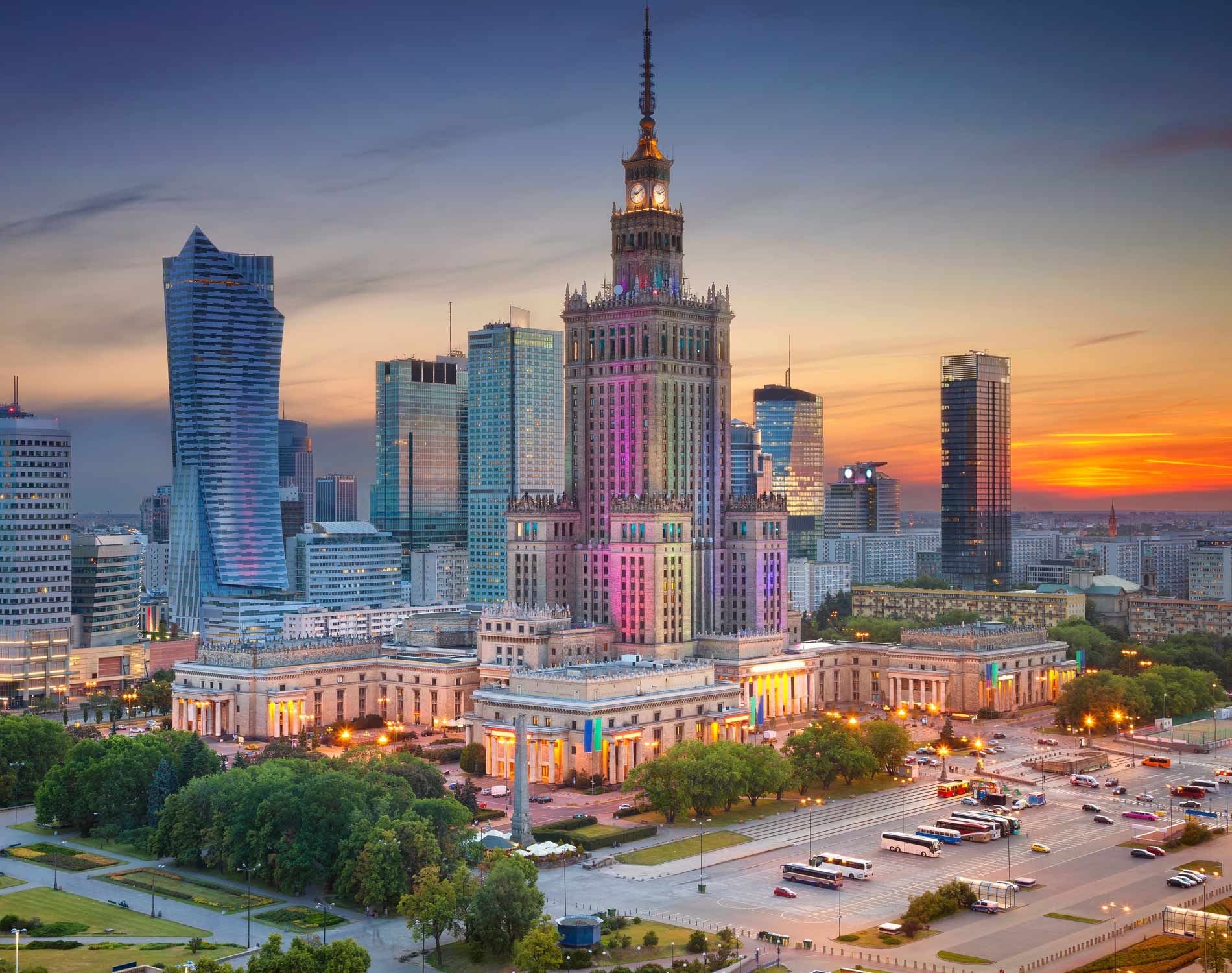 Warsaw at dusk