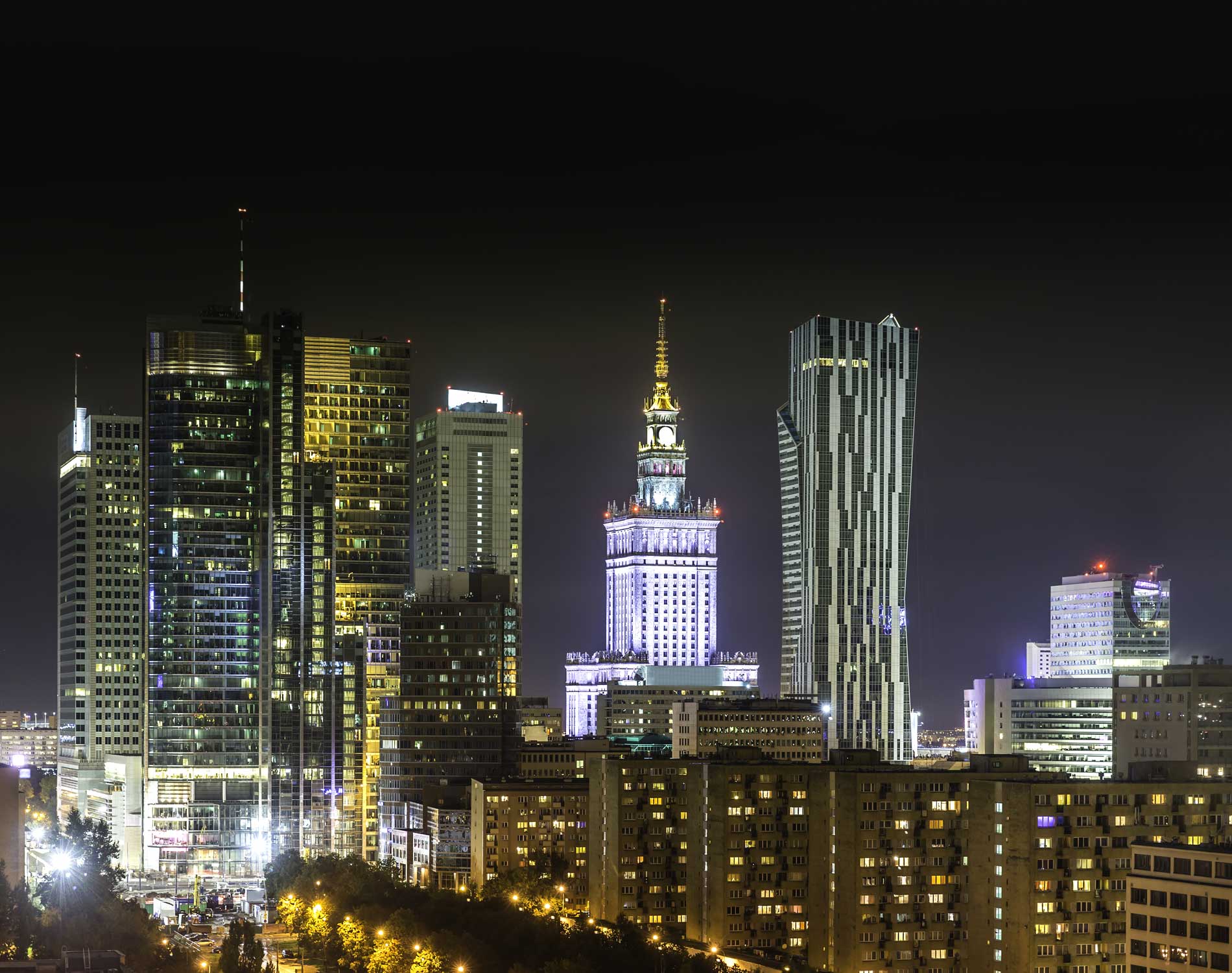 Warszawa nocą