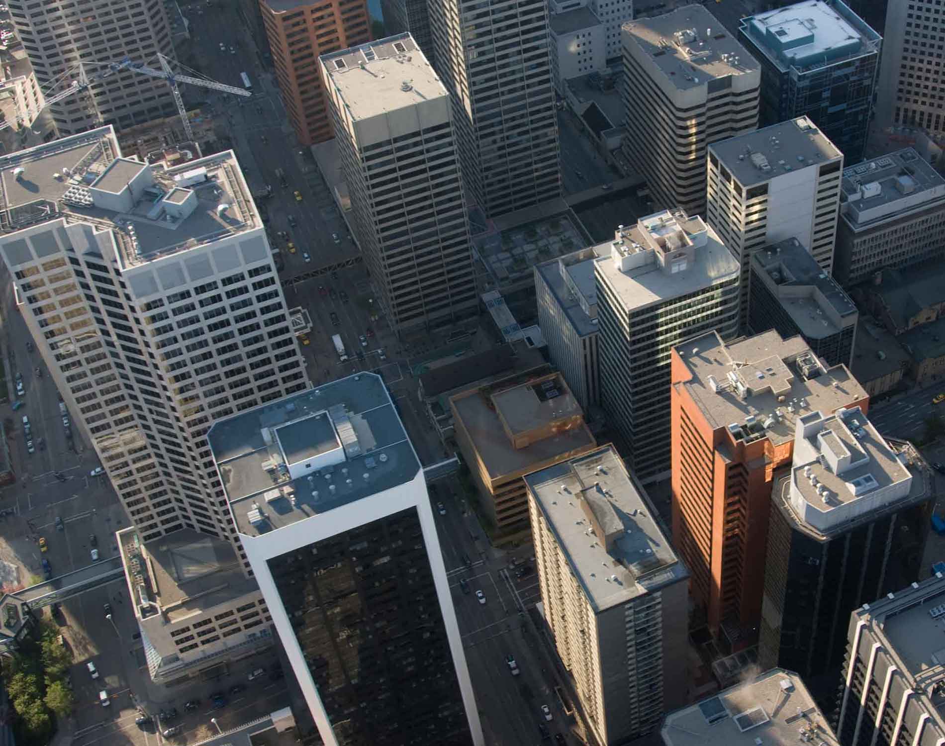 Arial view of skyscrapers