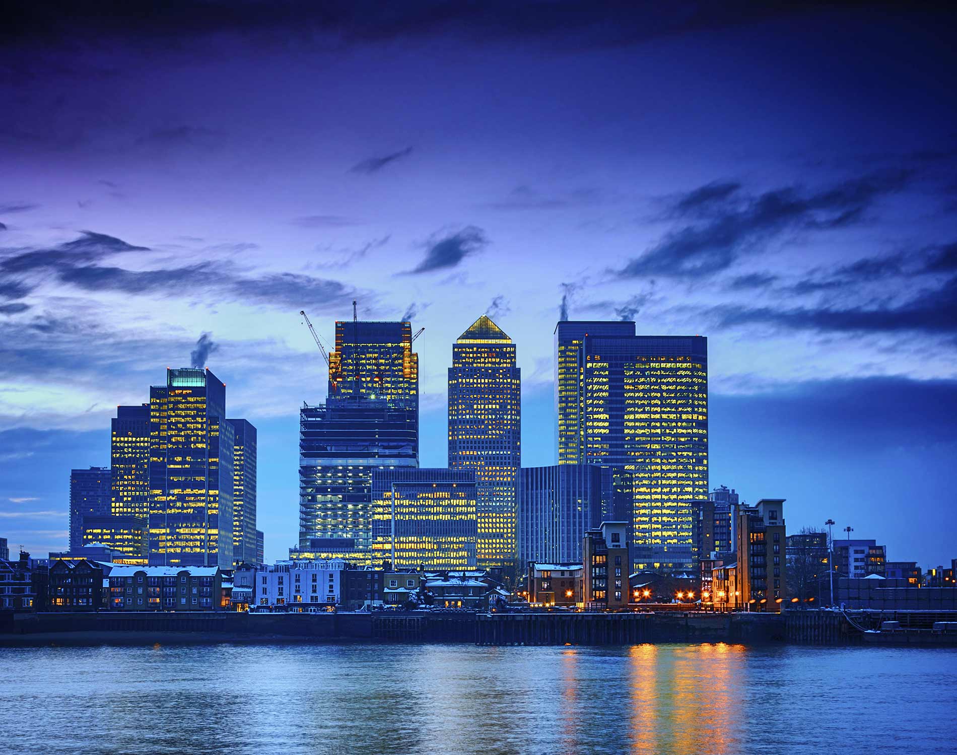 Canary Wharf at dusk