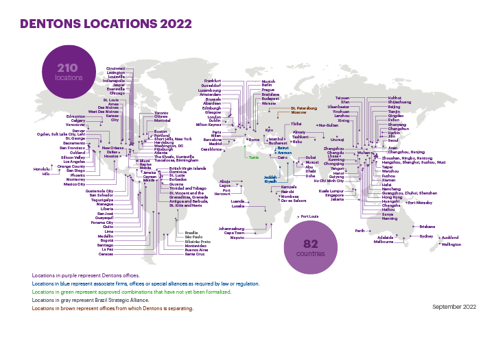 Dentons Locations 2022