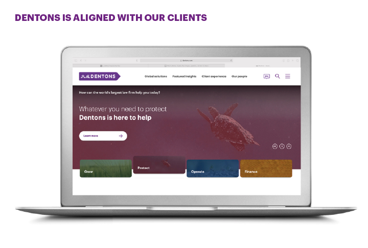 Laptop with Dentons.com homepage