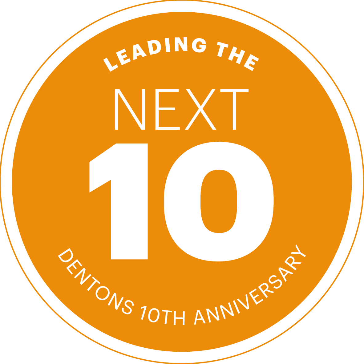 Leading the next 10 - Dentons 10th anniversary badge