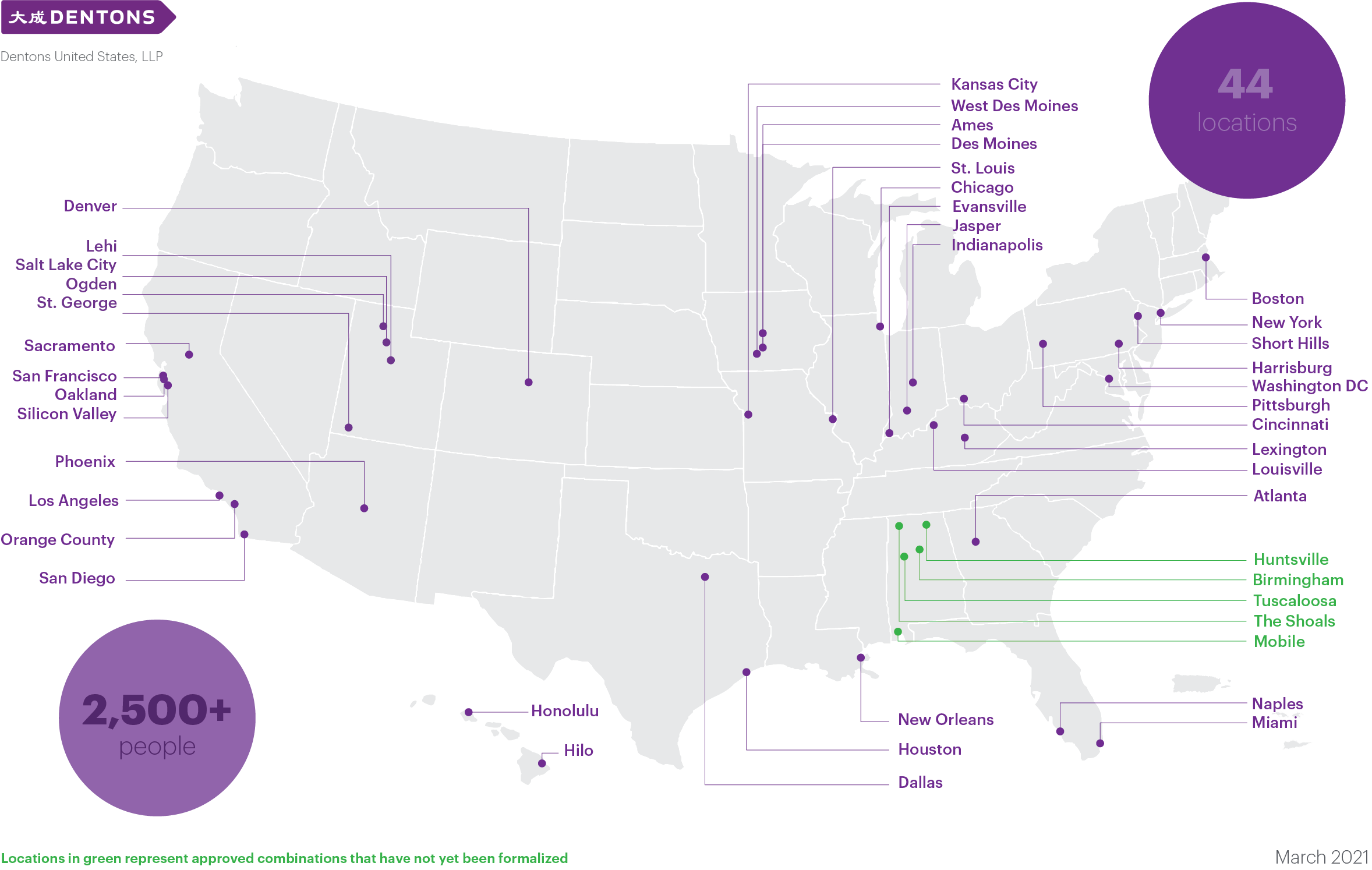 Dentons United States Locations Map