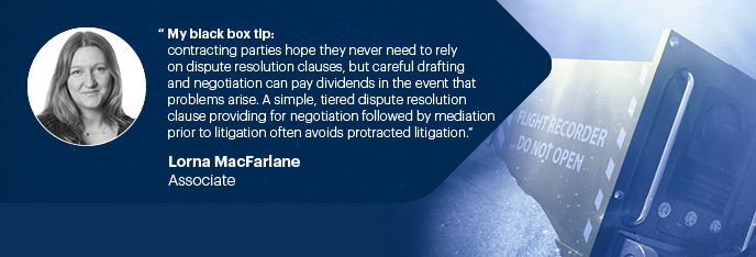 Contracting parties hope they never need to rely on dispute resolution clauses, but careful drafting and negotiation can pay dividends in the event that problems arise. A simple, tiered dispute resolution clause providing for negotiation followed by mediation prior to litigation often avoids protracted litigation.