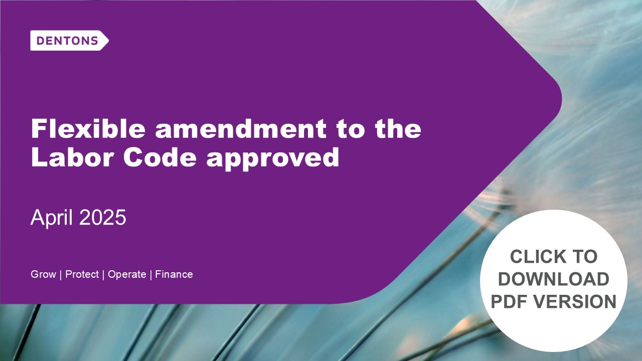 Newsletter banner: Flexible amendment to the Labor Code goes to Senate