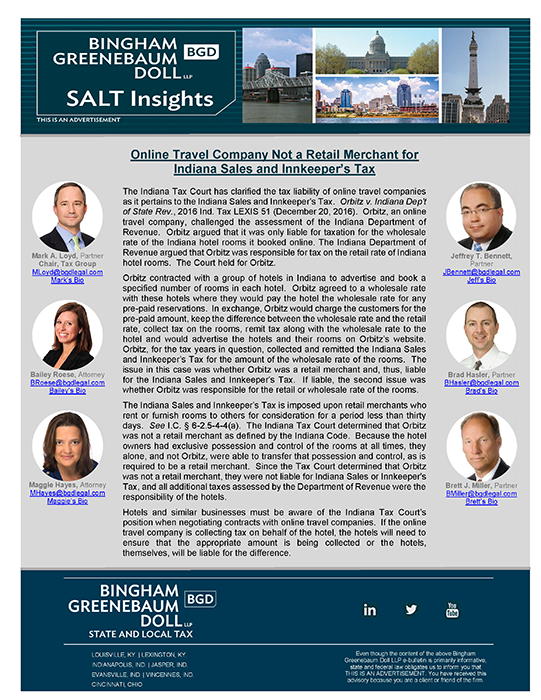 BGD SALT Insights - Online Travel Company Not a Retail Merchant feb 16 2017